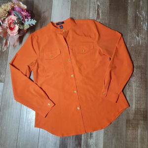 Chaps Orange 2 Pocket Buttondown Women's Blouse Size Medium NWOT